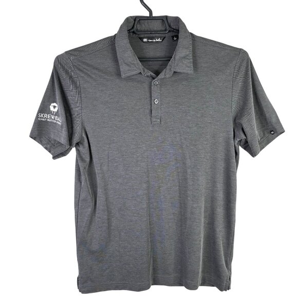 Mens Travis Mathew Gray Polo Shirt Skrewball Embroidered Short Sleeve Size L - Picture 1 of 8